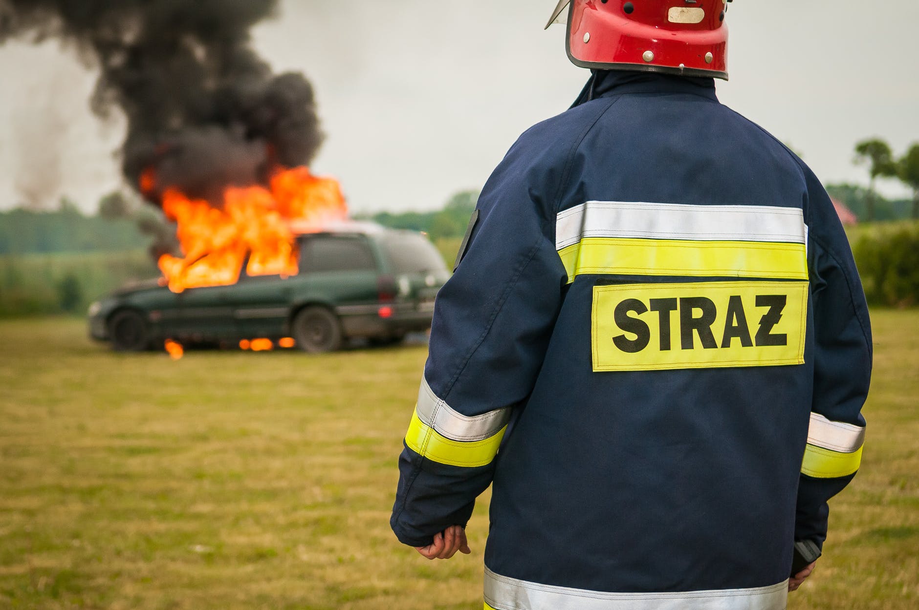 car vehicle fire smoke