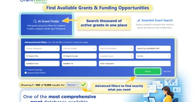 4th wall view of the GrantWatch Search page. One of the most comprehensive grant search databases available.