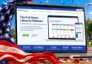 GrantWatch homepage surrounded by an American flag celebrating Independence Day and grant funding opportunities across the United States.
